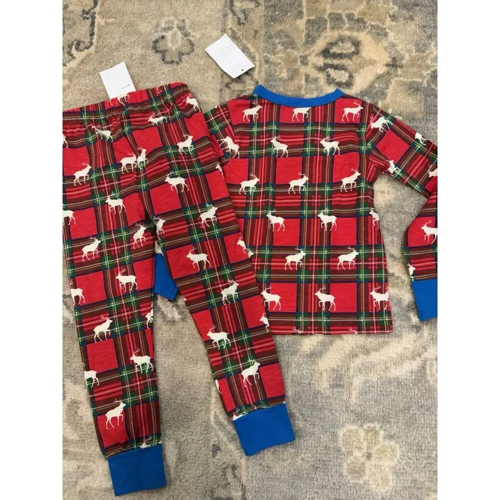 Hatley Boys Elk Plaid Pajama Set Sz 3 NWT
